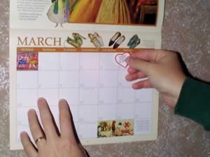 Photo of appointment card with removable label on calendar