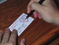 Photo of appointment card with removable label